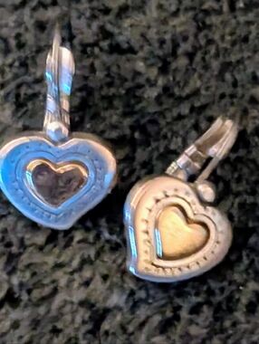 Brighton Heart Drop Two-Tone Silver and Gold Earrings